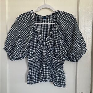Blue and White Gingham Blouse